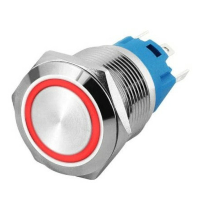 19mm ProMax PPS19005RRL Metal Push Button Switch Waterproof Latching Red