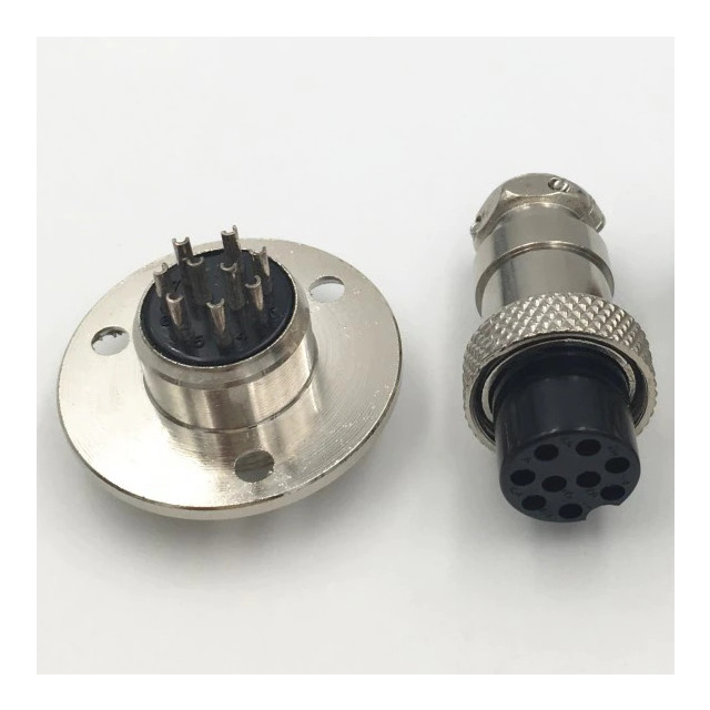 9 Pin GX16 Male Female Panel Mount Aviation Connector with 3 Hole Circular Flange