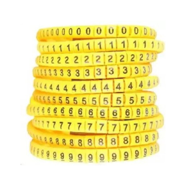 Self Locking Yellow Flexible Cable Marker Ferrules 0-9 For Cable Dia 4.5 to 6.00 mm
