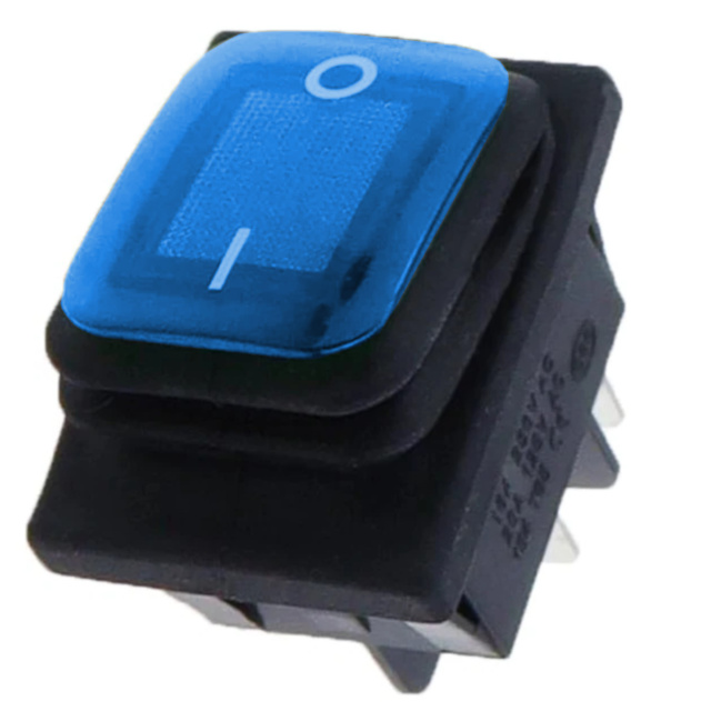 ProMax 12-24V Blue Led 16A DPST Rocker Switch 2 Position ON OFF Latching Control KCD4 IP67