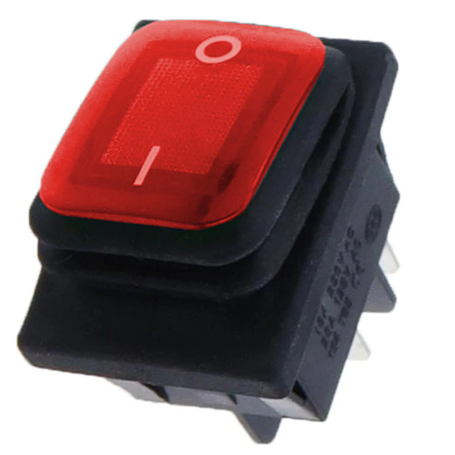 ProMax 12-24V Red Led 16A DPST Rocker Switch 2 Position ON OFF Latching Control KCD4 IP67