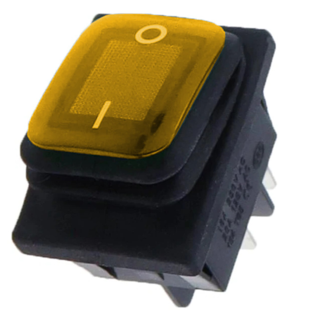 ProMax 12-24V Yellow Led 16A DPST Rocker Switch 2 Position ON OFF Latching Control KCD4 IP67