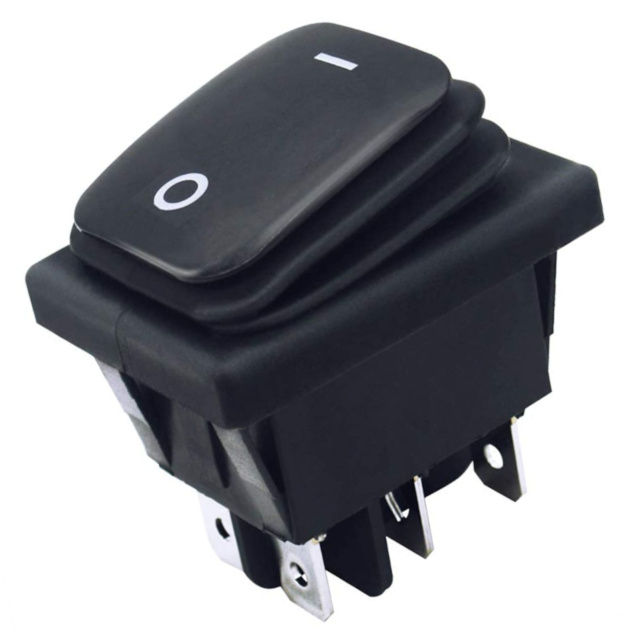 ProMax 16A 250V DPDT Rocker Switch Black 2 Position ON OFF Latching Control KCD4 IP67