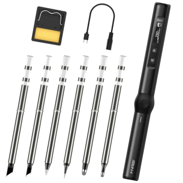 Promax HS-01 PD65W Portable Smart Electric Digital Soldering Iron Black Six Tip USB Type-C 