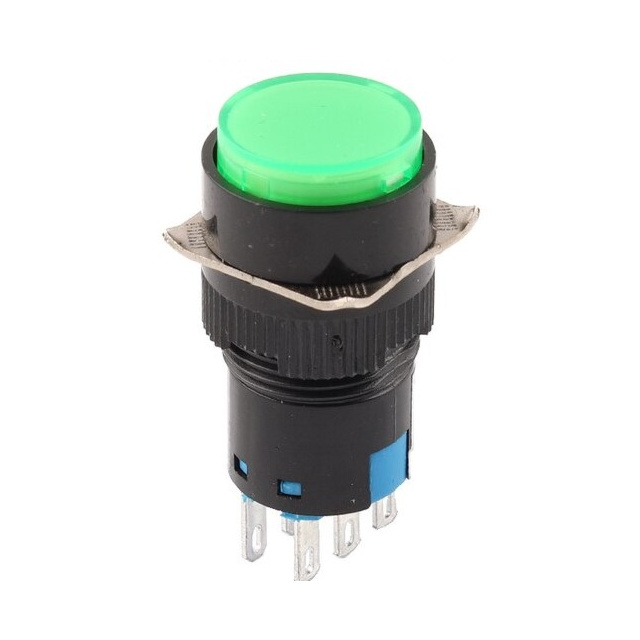 thumbnail image 2 of 5x 16mm Green LED Push Button Switch – Momentary SPDT 5A DC24V With Illuminated Light 2 of 3