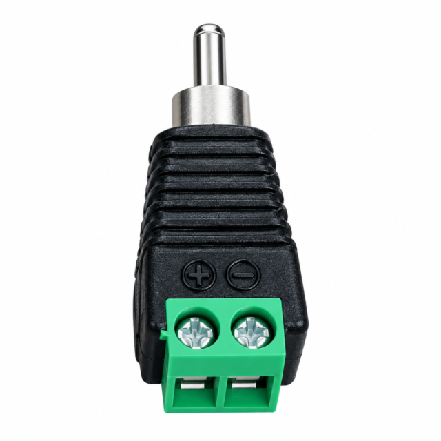 RCA Male Connector with 2-Pin Screw Terminal for Audio Video CCTV