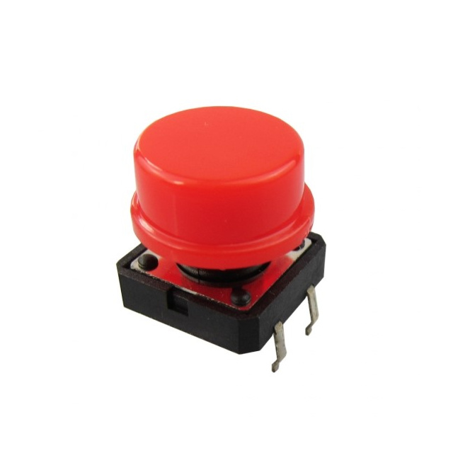 Tactile Push Button Switch With Red Round Cap