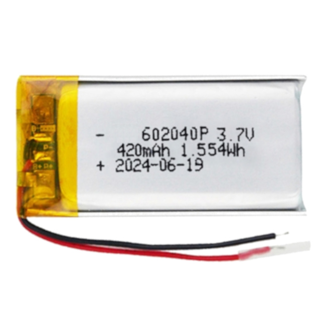 3.7V 420mAh LiPo Battery (602040) - Rechargeable Lithium Polymer Cell with Protection PCB