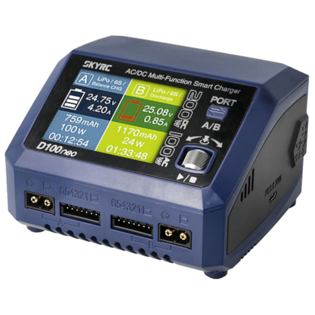 SkyRC D100 Neo Dual ACDC Multi Function Smart Battery Balance Charger LiPo 1-6s 10A 100W 200W