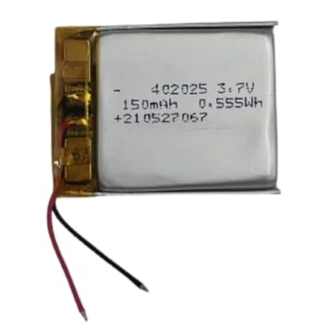 3.7V 150mAh LiPo Battery (402025) - Micro Lithium Polymer Cell with Protection PCB
