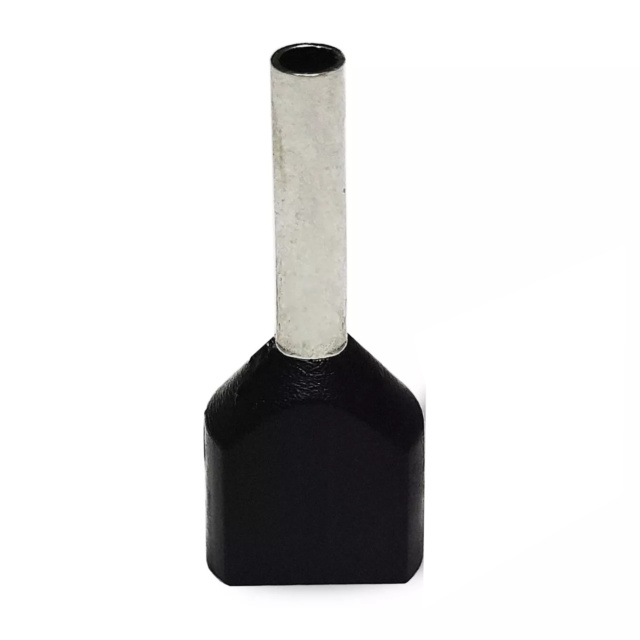 Twin Insulated Bootlace Wire Crimp Ferrule End Terminal Lug-Black-0.75 sqmm