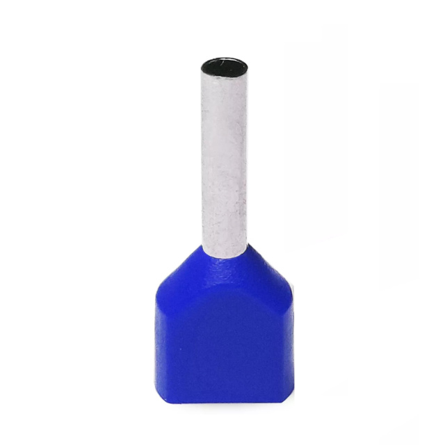 Twin Insulated Bootlace Wire Crimp Ferrule End Terminal Lug-Blue-4 sqmm
