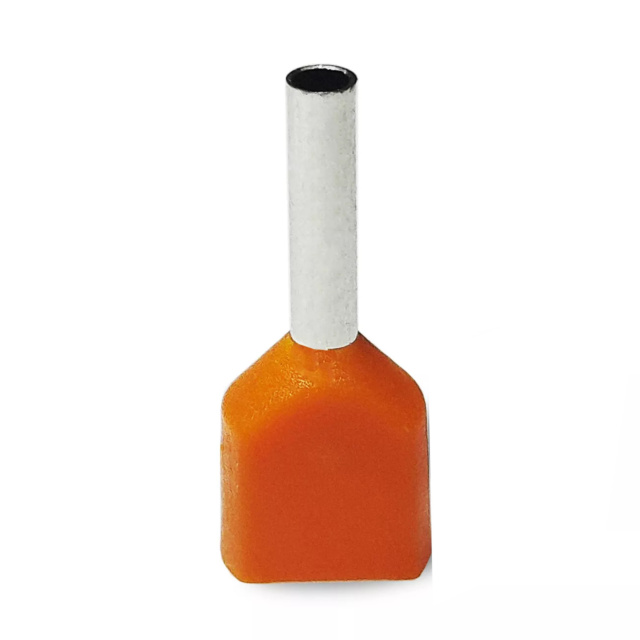 Twin Insulated Bootlace Wire Crimp Ferrule End Terminal Lug-Orange-1 sqmm