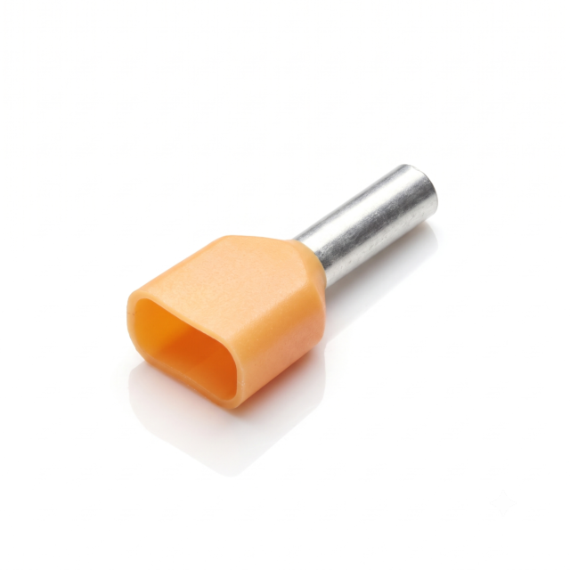 Twin Insulated Bootlace Wire Crimp Ferrule End Terminal Lug-Orange 0.75 sqmm -TE7512