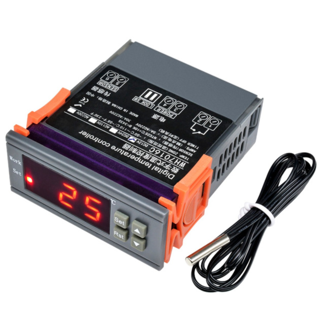 WH7016C 12V DC Digital Temperature Controller -50~110℃ NTC Thermostat Red LED Display Relay Output