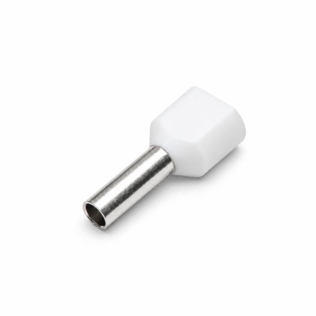 Twin Insulated Bootlace Wire Crimp Ferrule End Terminal Lug-white-0.75 sqmm