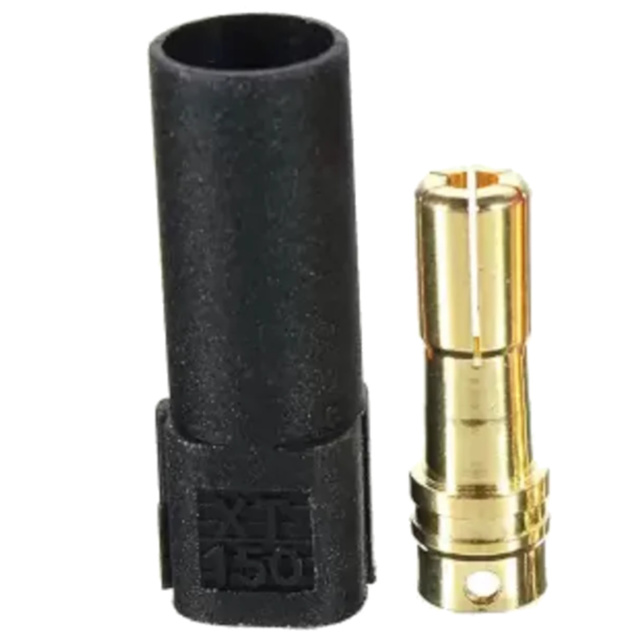 XT150 Male Connector Set - Black 10mm Shroud Housing & Gold-Plated Prong Bullet (ESC/Motor Side)