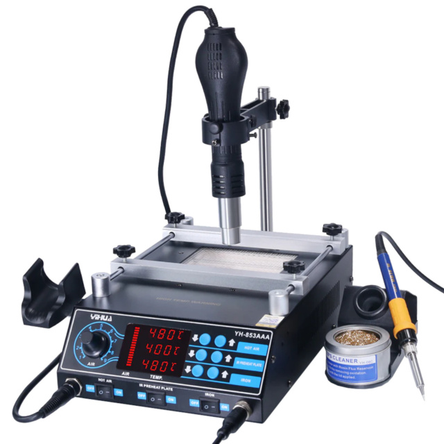 YIHUA 853AAA 3 in 1 SMD BGA Rework Soldering Station Hot Air Gun Plate