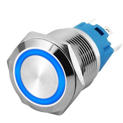 16mm ProMax PPS16005BRL Metal Push Button Switch Waterproof Latching Blue