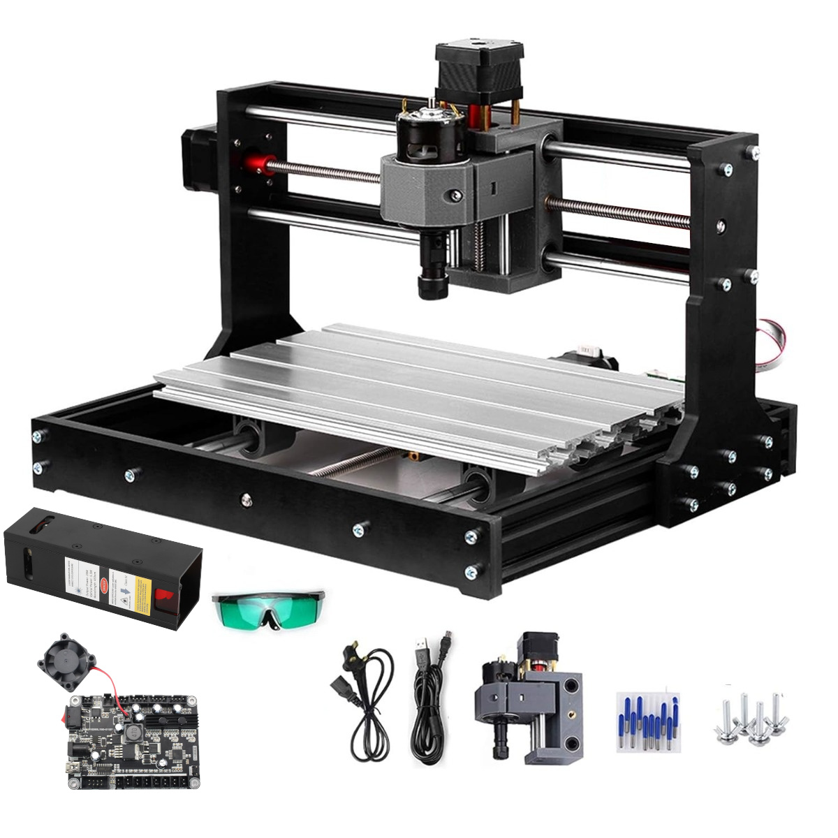 3018 Pro Desktop CNC Router & 20W Laser Engraver - 2-in-1 DIY Kit (5.5W Optical Power)