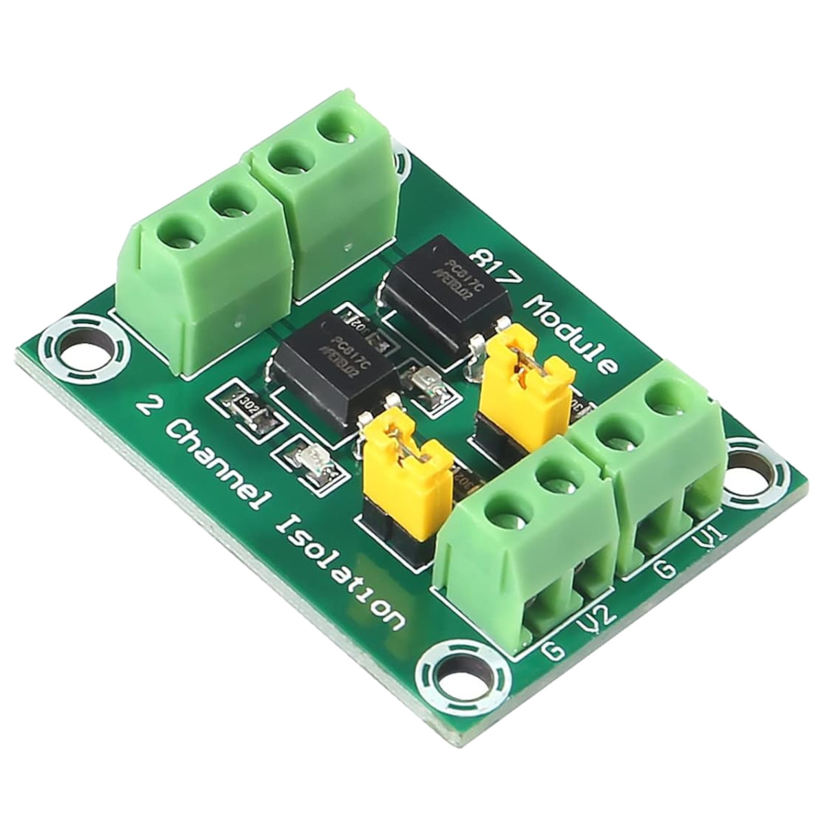 2-Channel PC817 Optocoupler Isolation Module - Voltage Converter & Signal Isolator