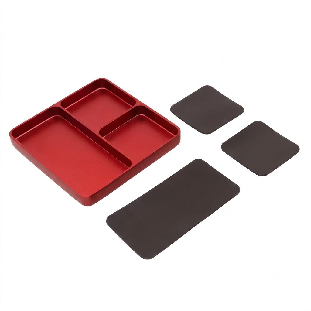 CNC Aluminum 3-Compartment Magnetic Screw & Hardware Storage Tray for RC & Benchtop Repair