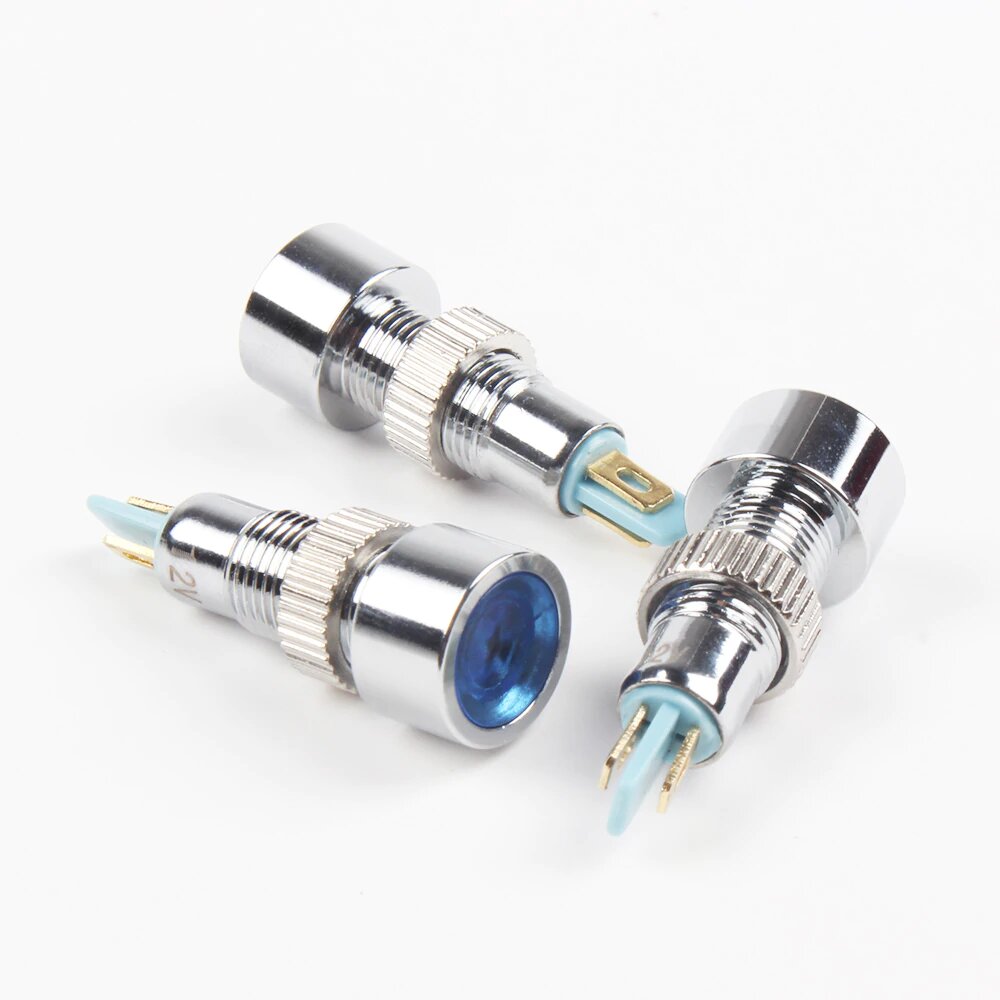 Indicator LED 8mm Waterproof Blue Light Panel Mount