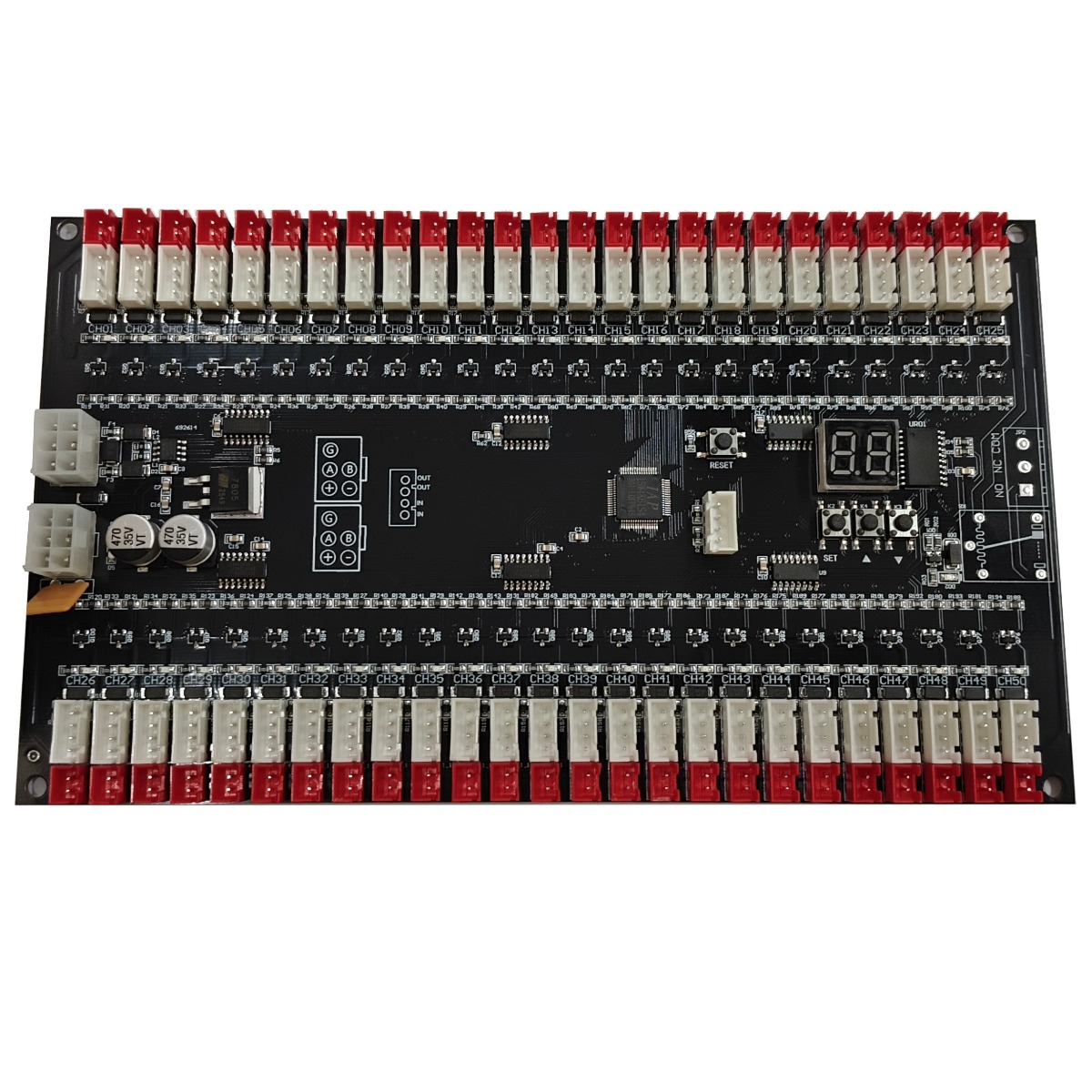 LockIT 50-Channel Lock & LED Controller Board - 12V-24V RS485 with Digital Addressing