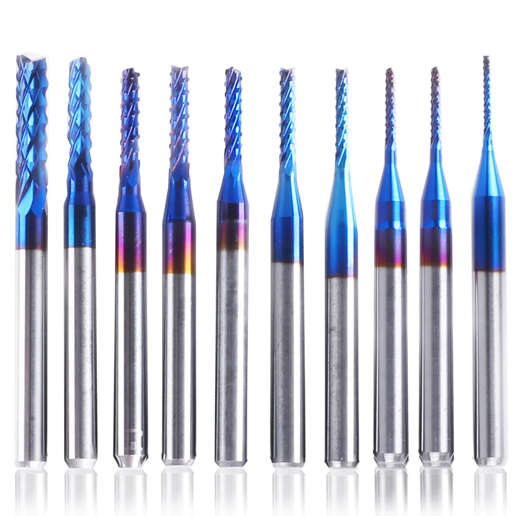 10pcs MechX Fishtail End Mill with Nano Blue Coating CNC Router Bit 