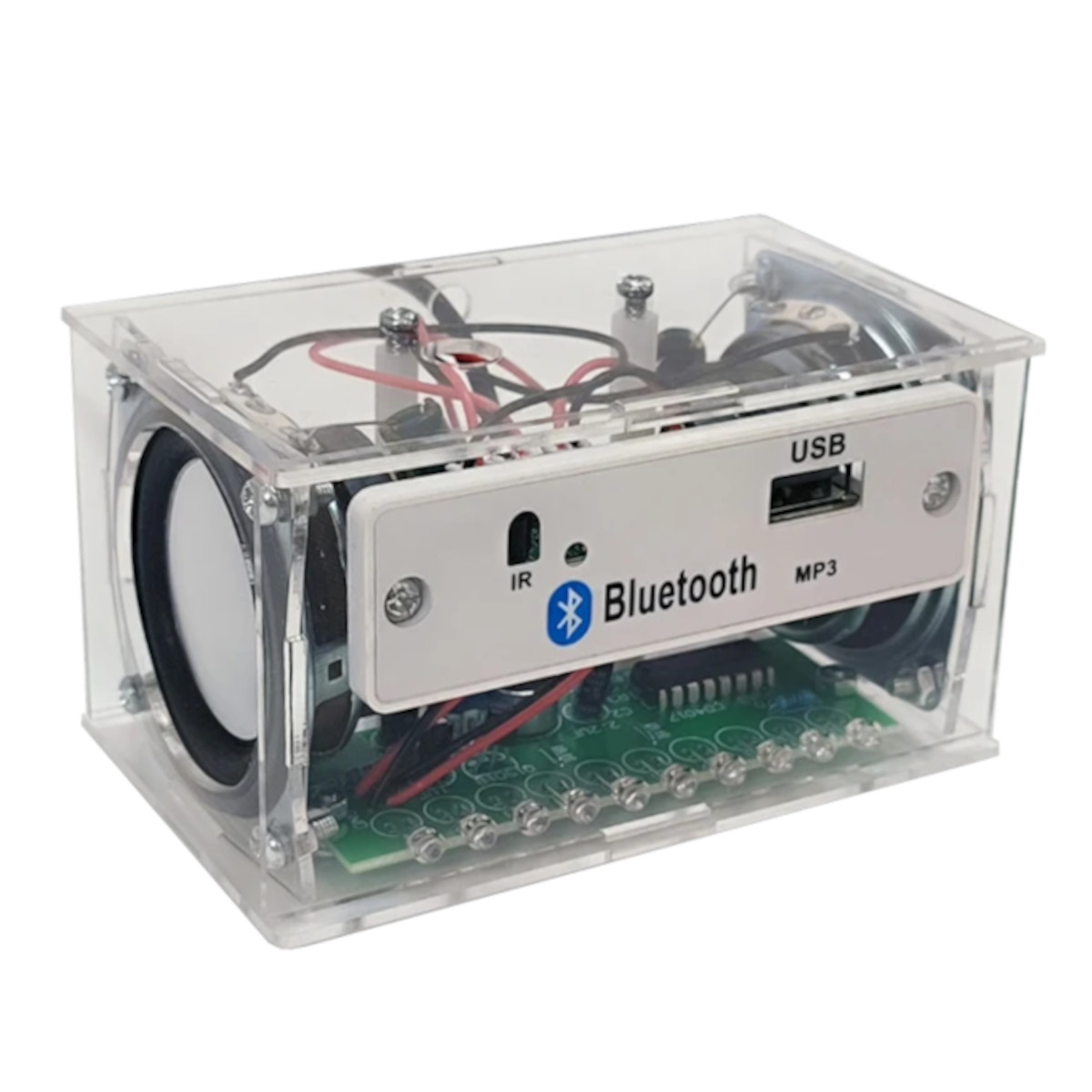 Mini Bluetooth Speaker Unassembled DIY Kit Flashing Light IR Remote Acrylic Case 
