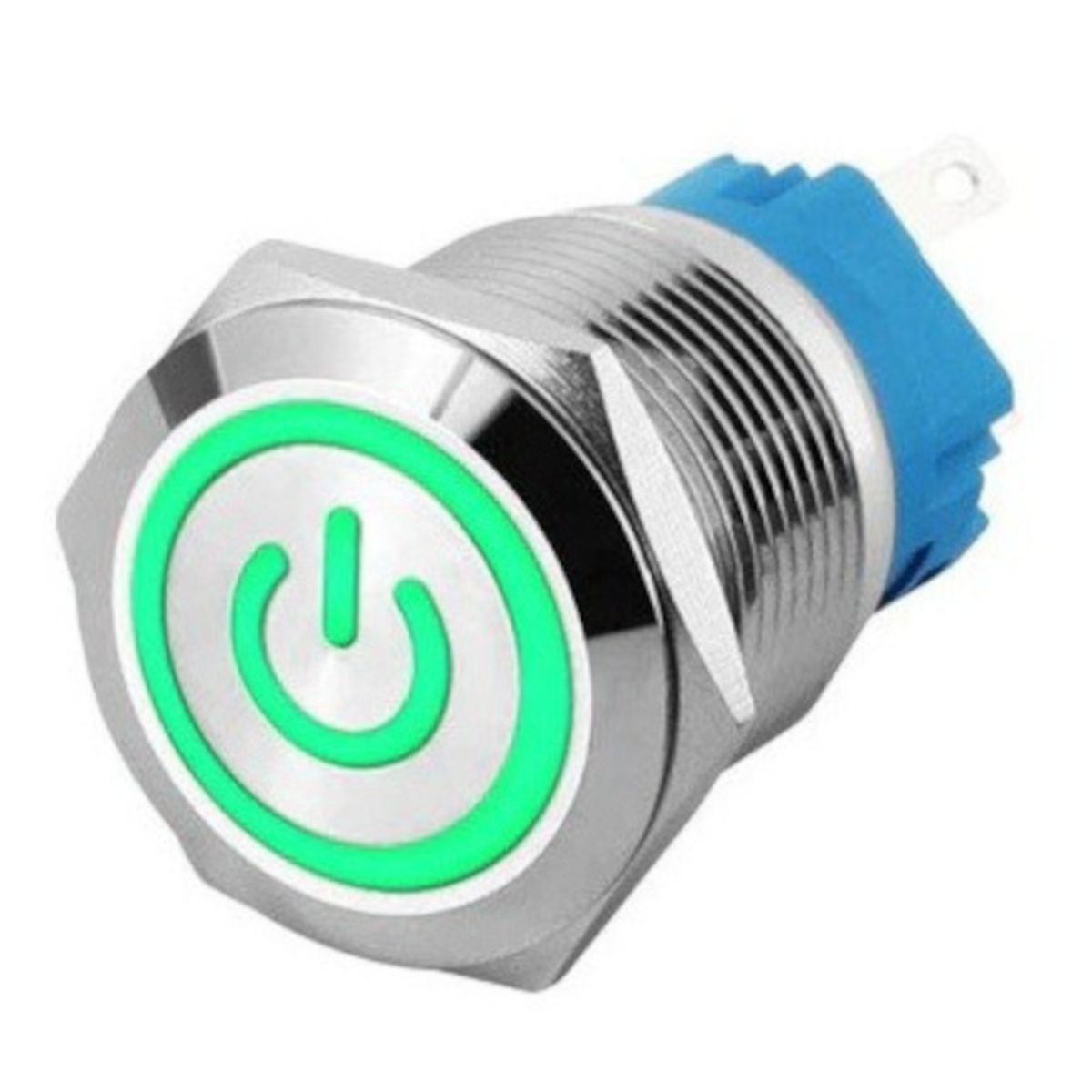 19mm ProMax PPS19024GPL Metal Push Button Switch Waterproof  Latching 12V-24V Green 