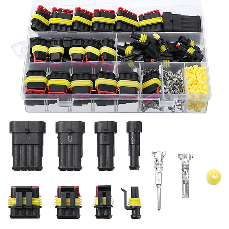 Assorted AMP Superseal Series Connectors Kit Waterproof 1 to 4 Pin 26pcs