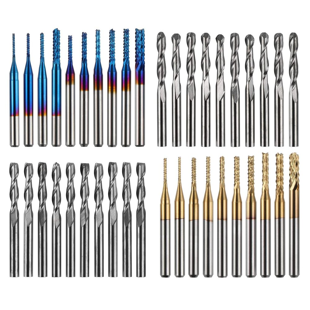 40pcs MechX End Mill Engraving Bits Kit Set 3.175mm Shank CNC Router Bit