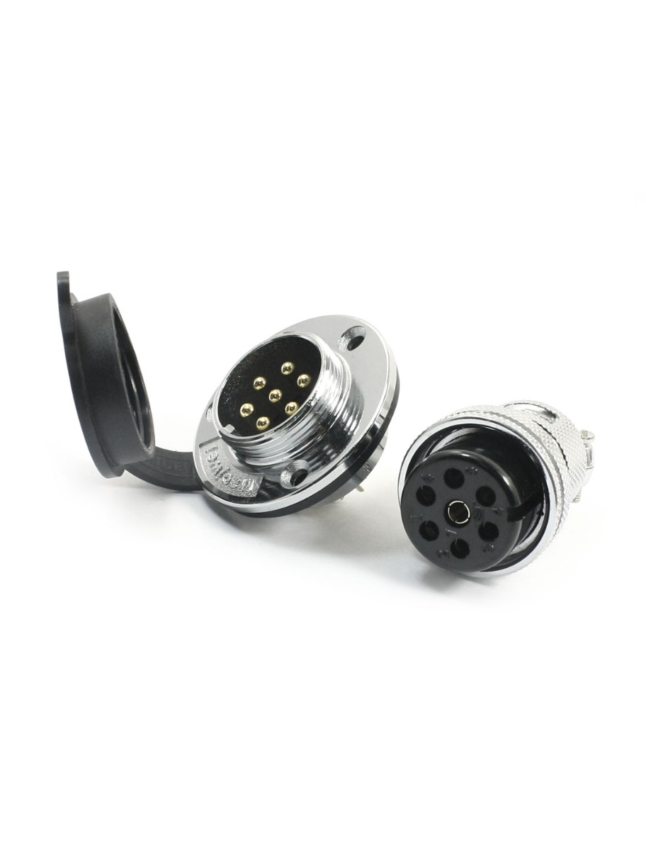 7 Pin GX25 Male Female  Panel Mount Aviation Connector with 3 Hole Circular Flange 