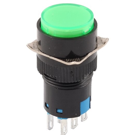 ProMax PST16240GL Push Button Latching Switch Round 240V Green Indicator Light 