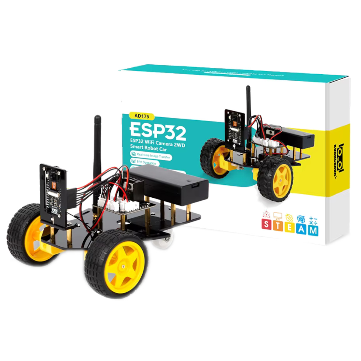 RC 2 Wheel Drive Smart Robot Car With Wifi ESP32 Camera IoT Unassembled DIY Kit