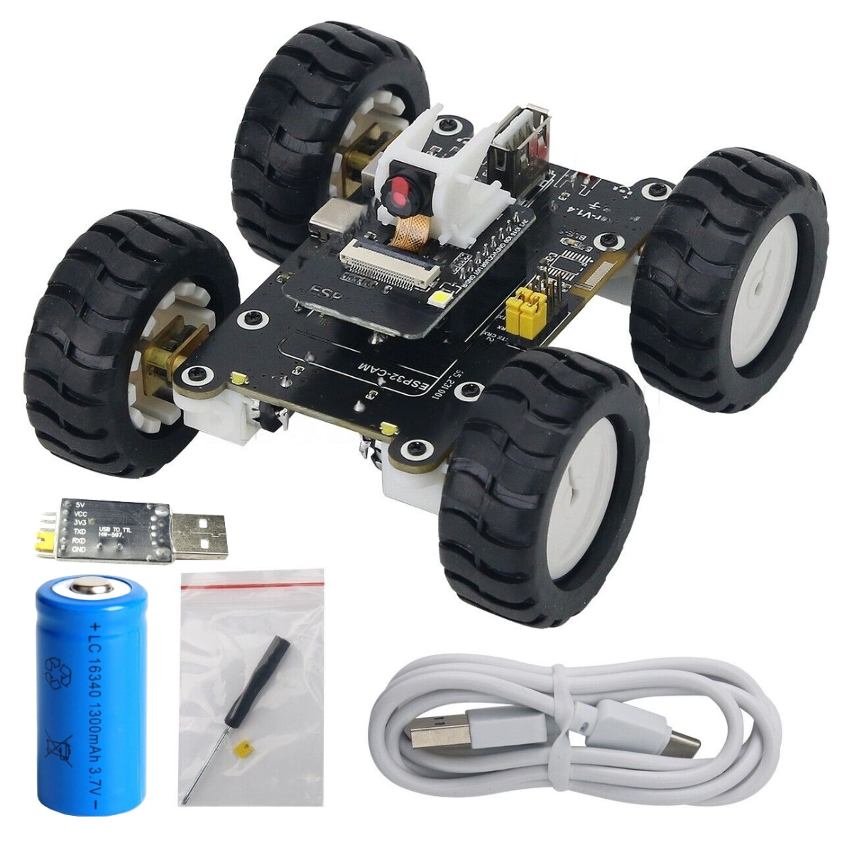 RC Mini 4 Wheel Drive Robot Car with Wifi ESP32 Cam DIY Kit