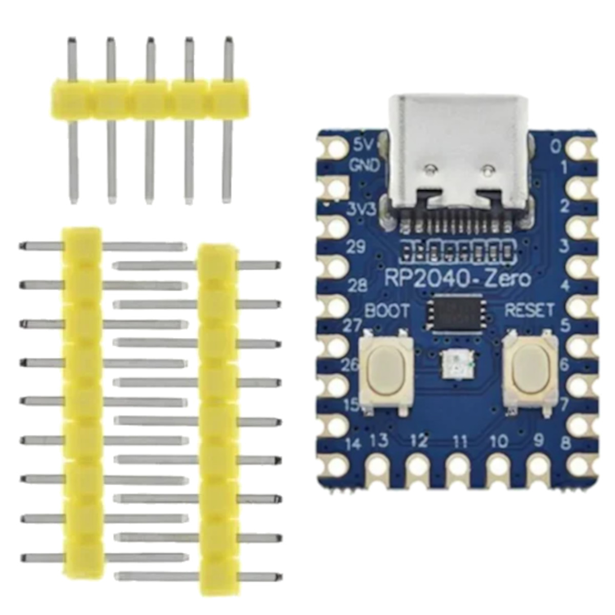 RP2040-Zero Mini Development Board with Pre-Soldered Headers - USB Type-C Raspberry Pi Pico Compatible