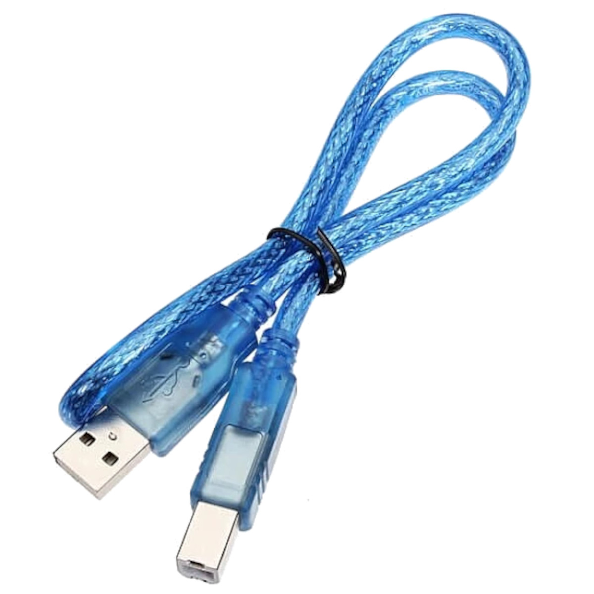 USB 2.0 Type-A to Type-B Cable - 300mm Translucent Blue for Arduino UNO & Mega