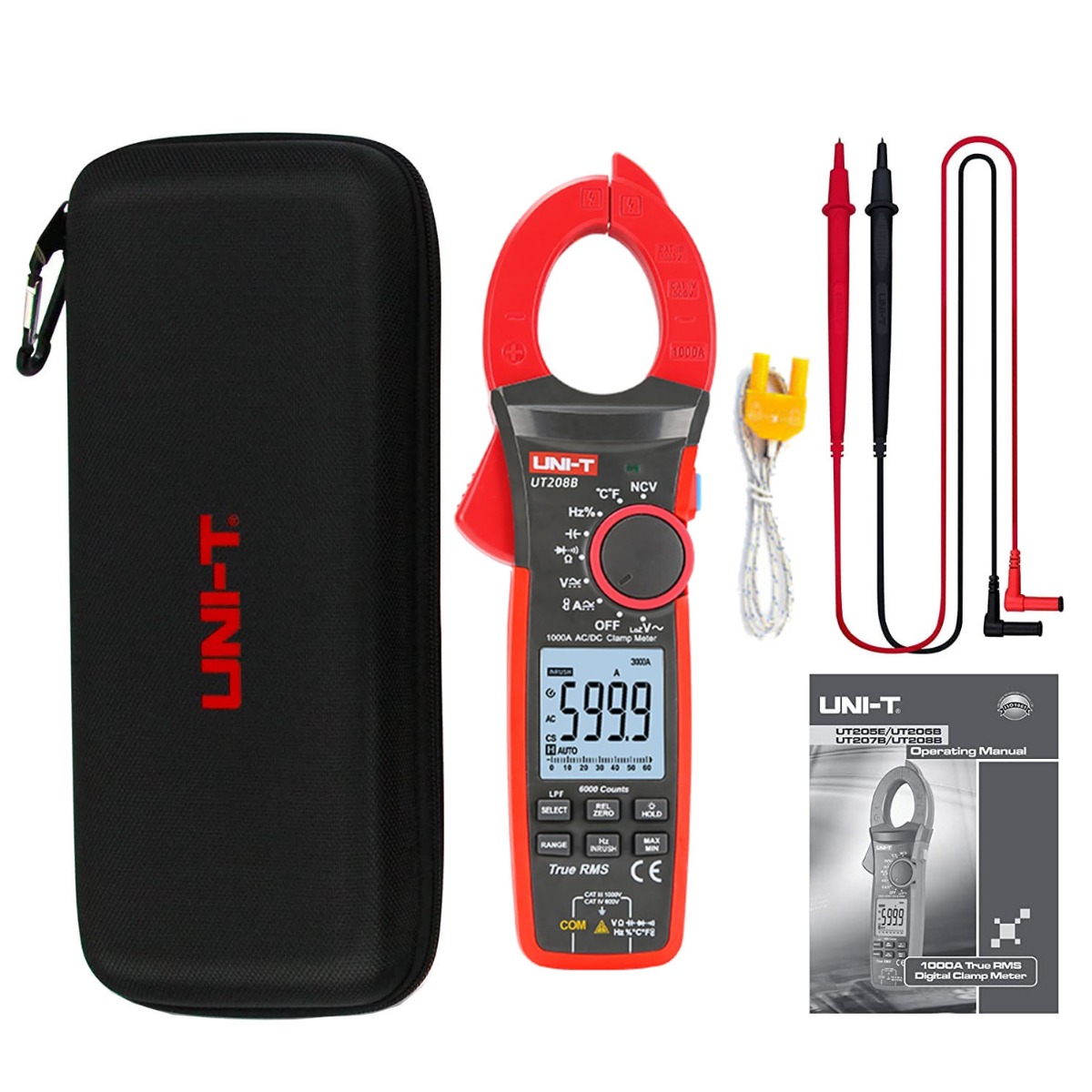 UNI-T UT208B 1000A True RMS AC/DC Clamp Meter - Professional Industrial & HVAC Tester