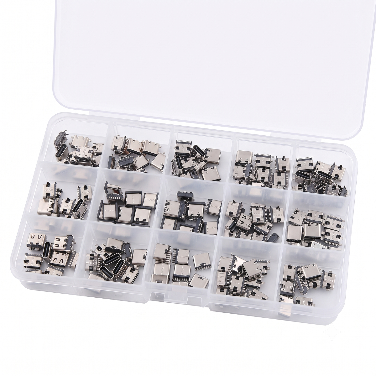 150-Piece USB Type-C SMD Receptacle Connector Assortment Kit for PCB Repair & DIY Projects