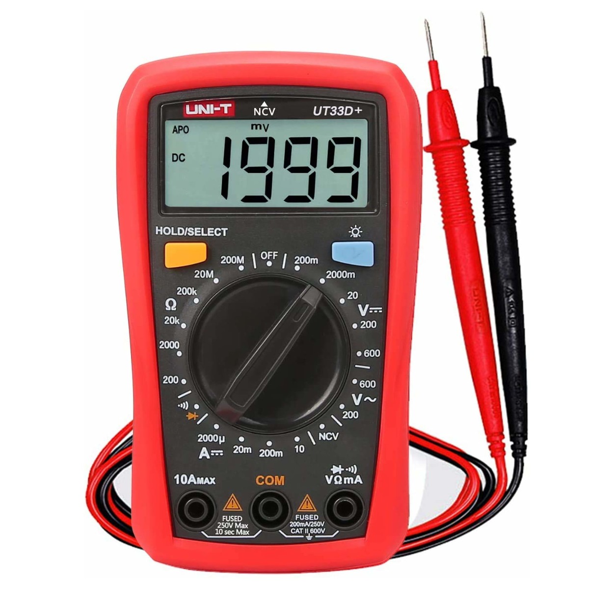 UNI-T UT33D+ Digital Multimeter - Palm Size with NCV & Backlit LCD