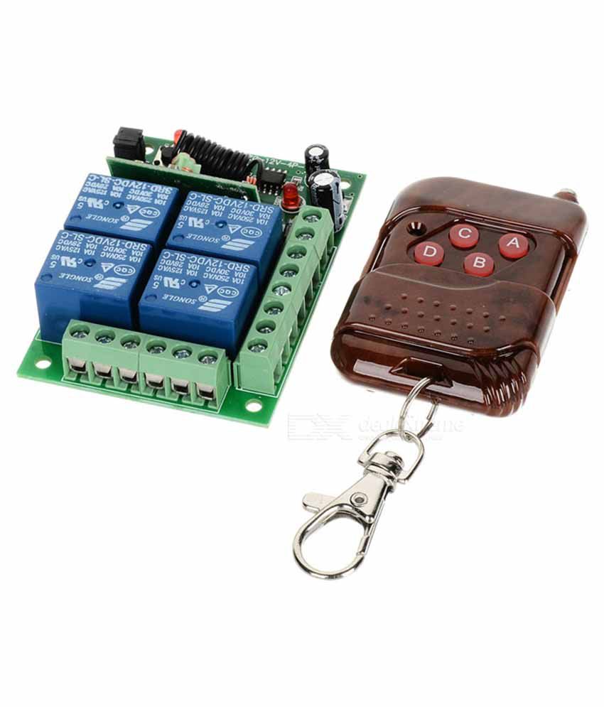 Wireless Relay 12V 4 Channel with RF Keychain Remote
