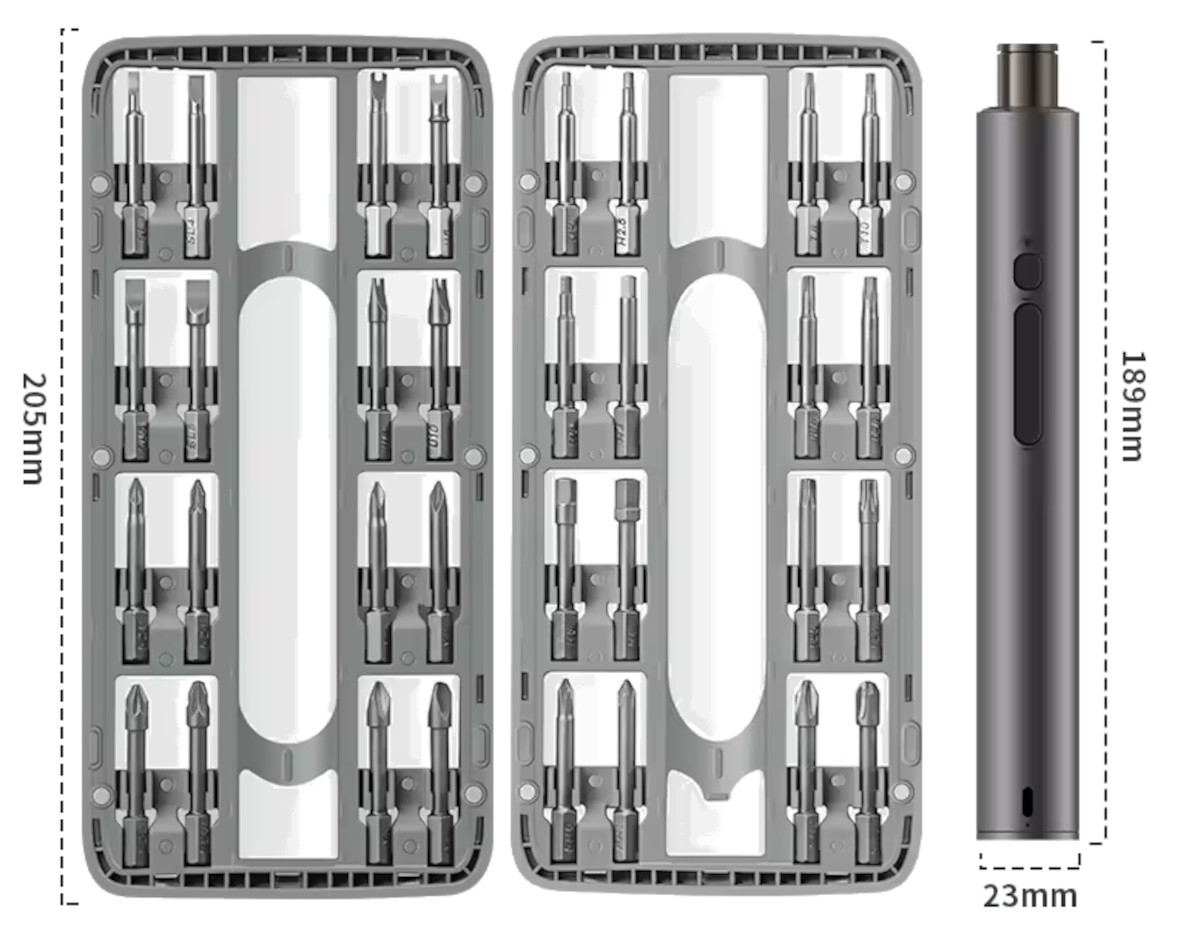 CS1901A Cordless Electric Screwdriver - Dimensions