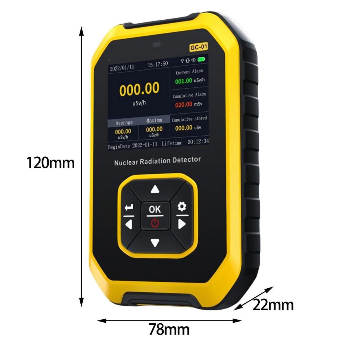 GC-01 Geiger Counter Dimensions