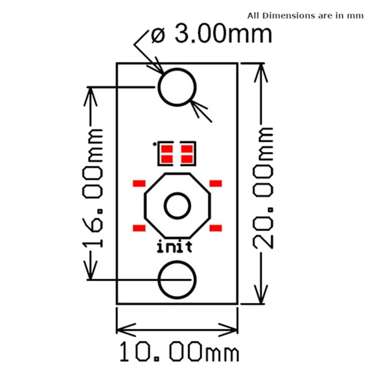 Extended Reset Button Board Dimensions
