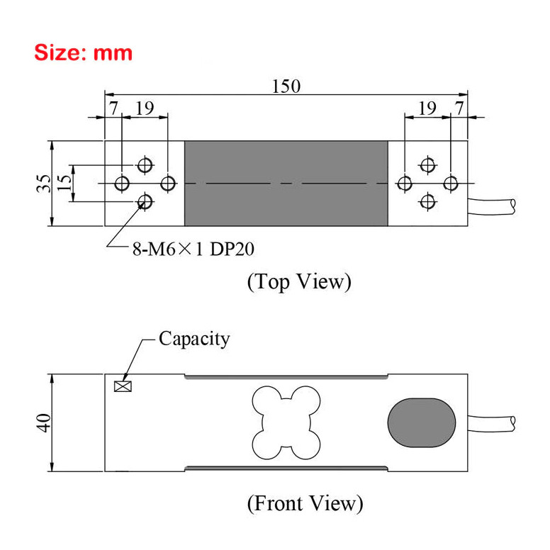 Industrial Grade Load Cell Beam Type Dimensions