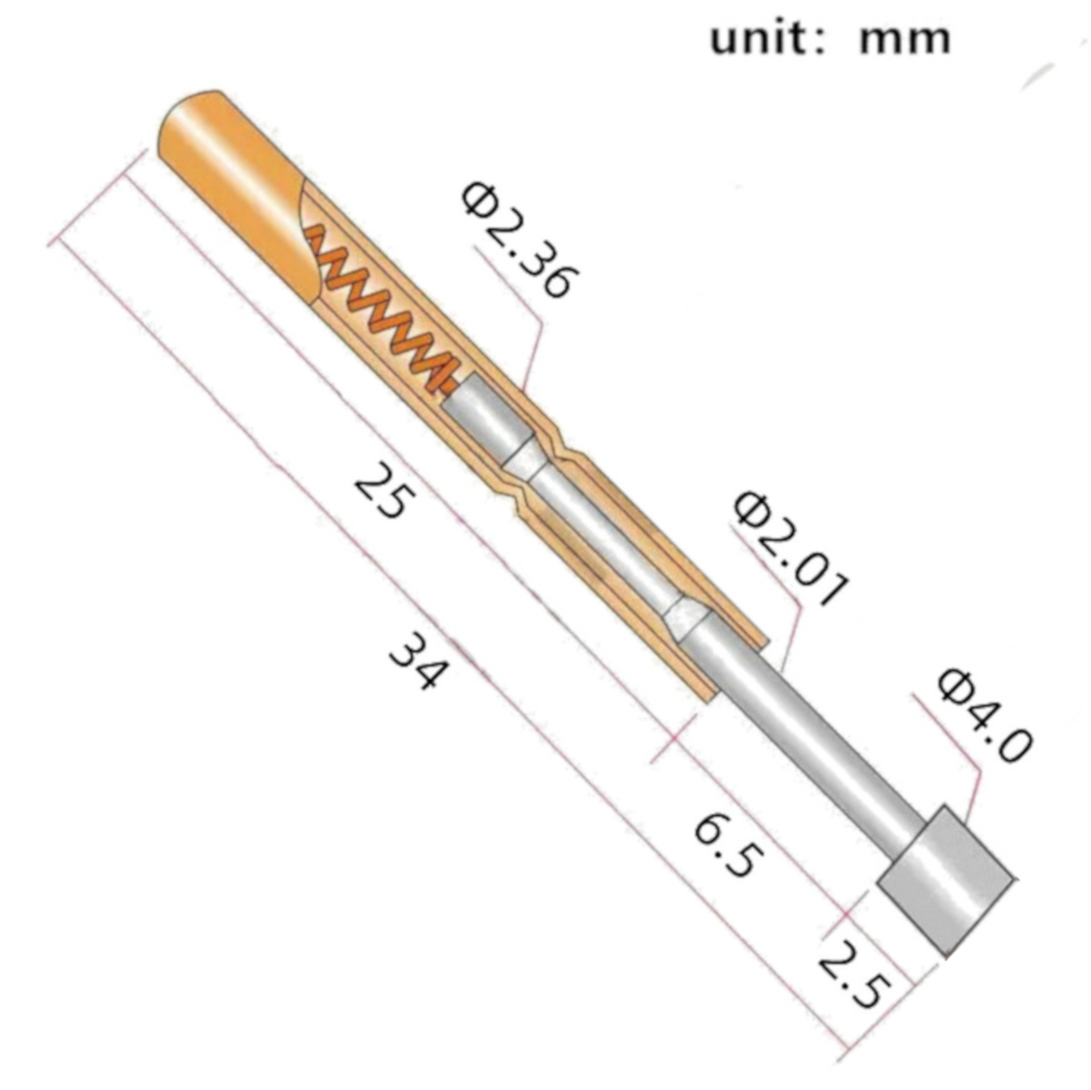 P156-G Pogo Pin - Dimensions