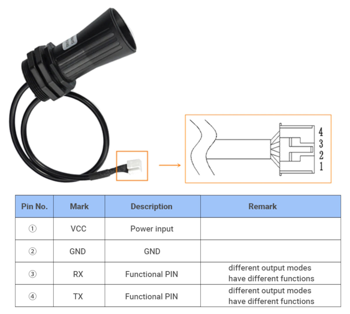 PB-A01 Ultrasonic Distance Sensor Wiring Interface