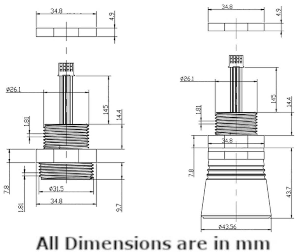 PB-A07 Ultrasonic Level Sensor Dimensions